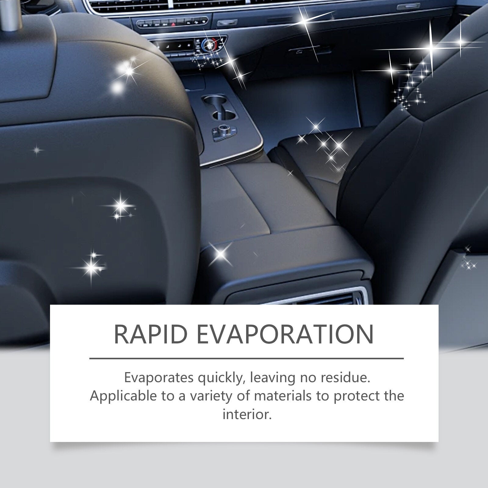 Fast evaporating interior cleaner for Tesla vegan leather