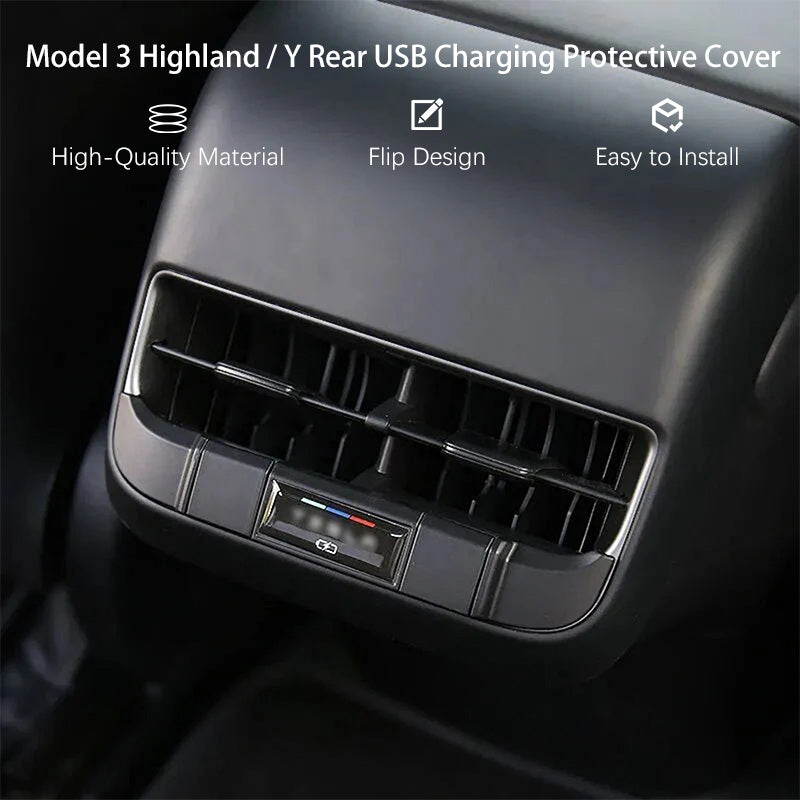 Rear USB Charging Protection Cover for Tesla
