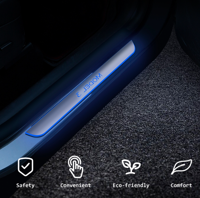CUTIM LED Colorful Lights illuminated Door Sills for Tesla Model Y/3/S/X