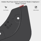 Close-up detail of Tesla hidden mud flap splash guard