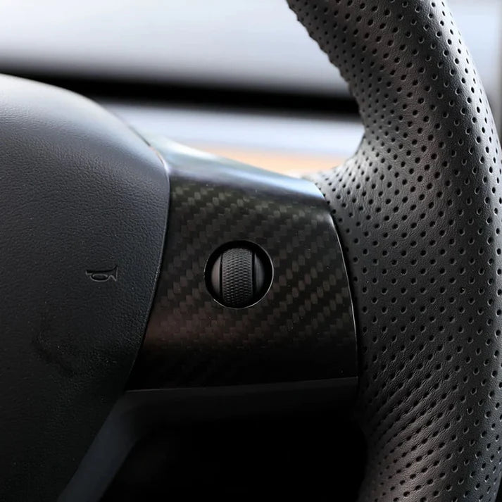 Model 3 / Y Steering Wheel Middle Trim Cover - Real Carbon Fiber Interior Mod