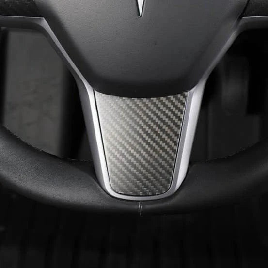 Model 3 / Y Steering Wheel Middle Trim Cover - Real Carbon Fiber Interior Mod