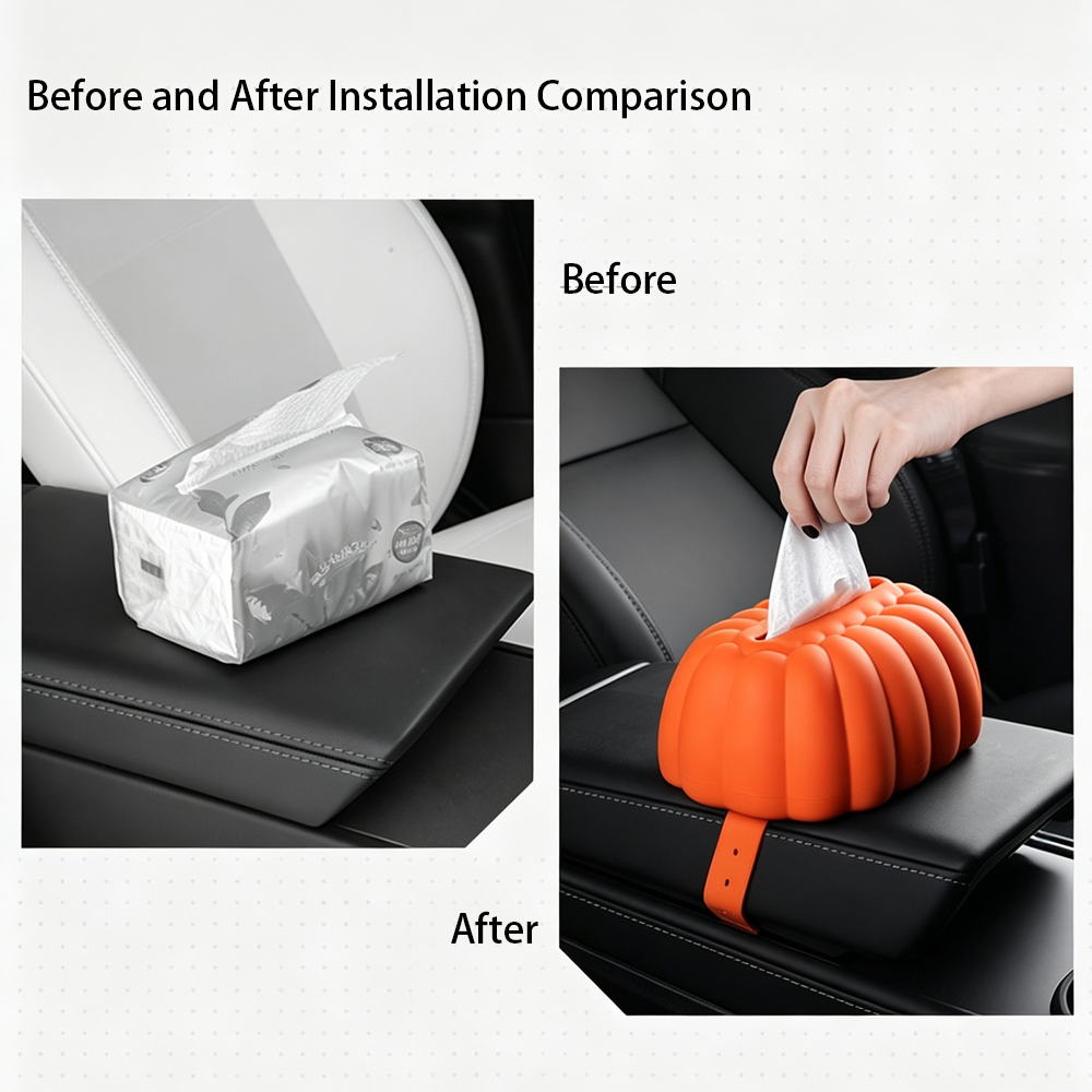 Pumpkin Shaped Silicone Tissue Box for Tesla Model 3 / Y / S / X