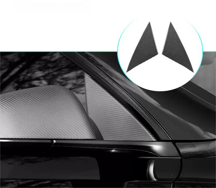 Real Dry Carbon Fiber A-Pillar Accent Overlays for Tesla Model 3 / Y