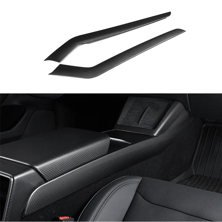Real Dry Carbon Fiber Center Console Side Panel Overlays for Model 3 Highland / Model Y Juniper (2 Pieces)