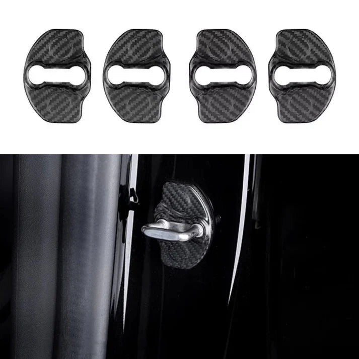 Real Dry Carbon Fiber Door Lock Cover for Tesla Model 3 & Model Y Juniper