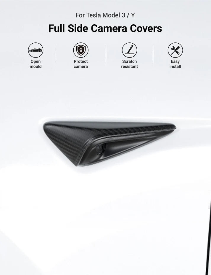 Side Camera Turn Signal Cover for Tesla Model 3/S/Y/X - Carbon Fiber Exterior Mods
