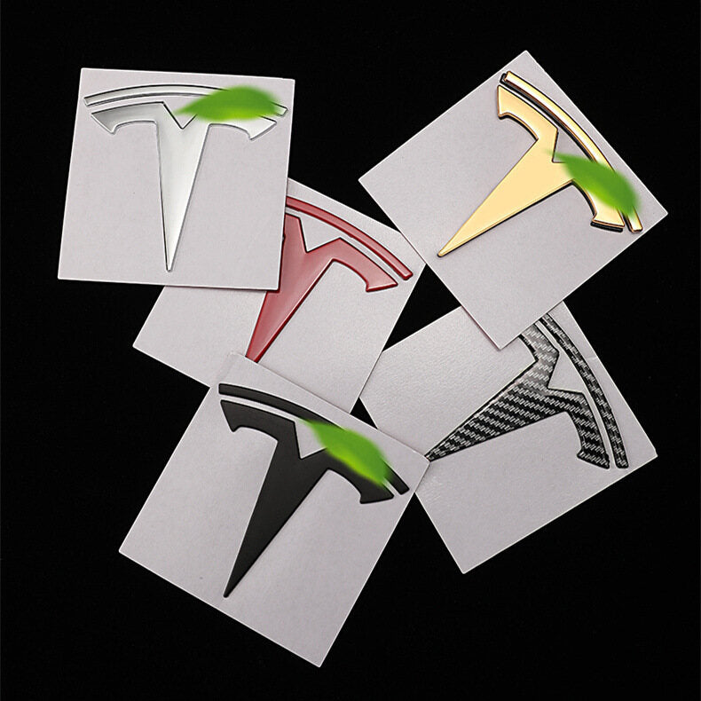 Package of CUTIM black emblem set for Tesla front T and rear lettering