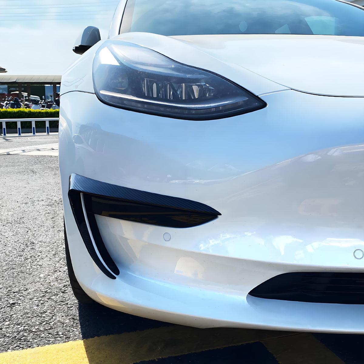 Left and right Tesla front bumper side decal pair