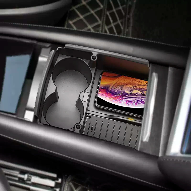 Tesla Model S X center console organizer with wireless charging