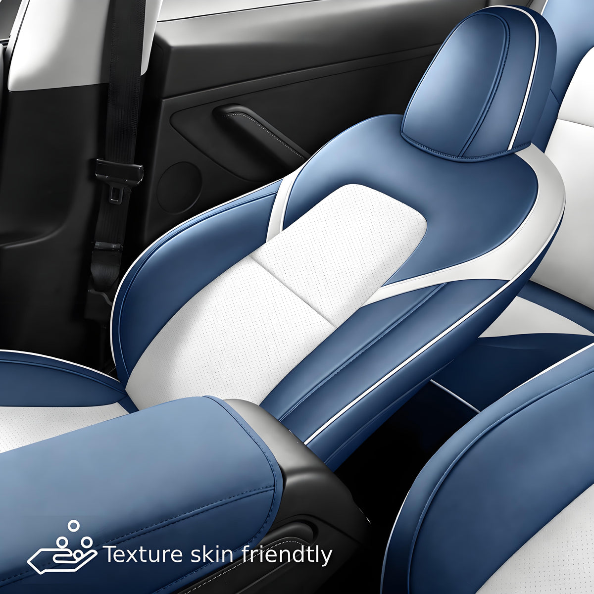 Leather front seat covers for Tesla Model 3 and Model Y