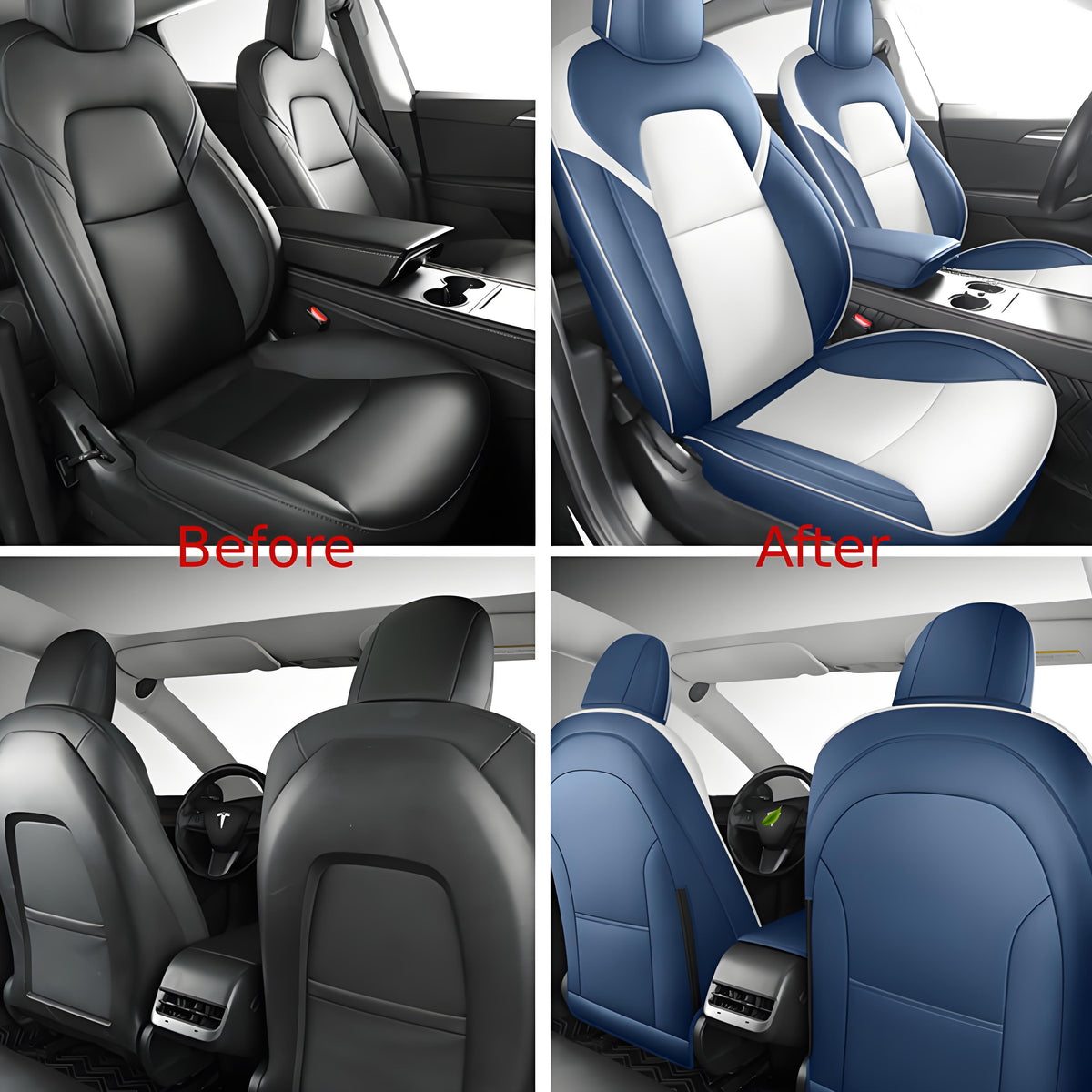 Tesla Model 3 and Model Y leather seat cover installation