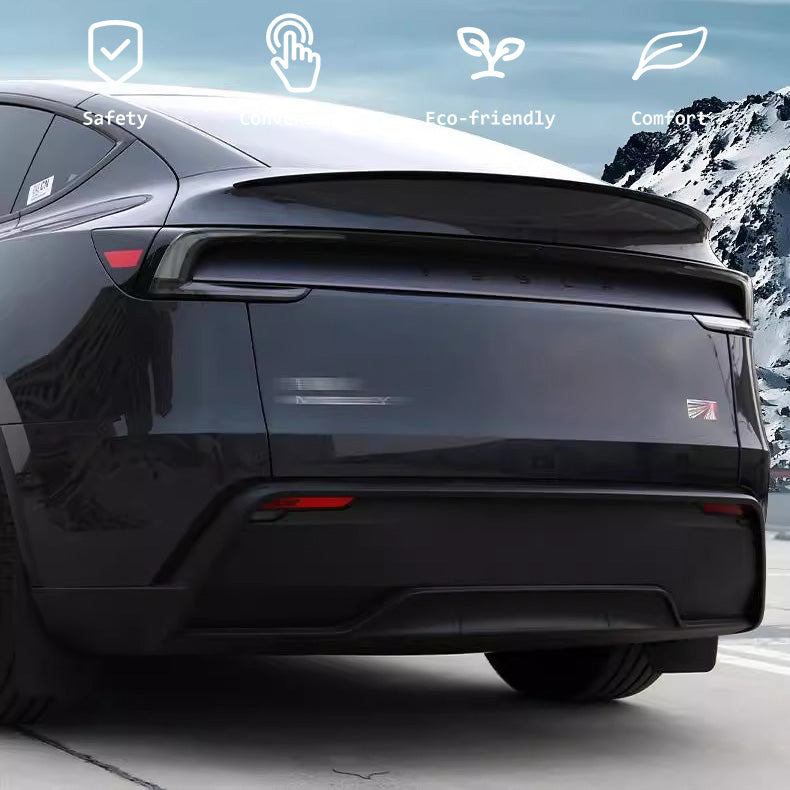 Carbon fiber rear spoiler installed on Tesla Model Y Juniper