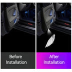 Before and after Tesla puddle light projection effect