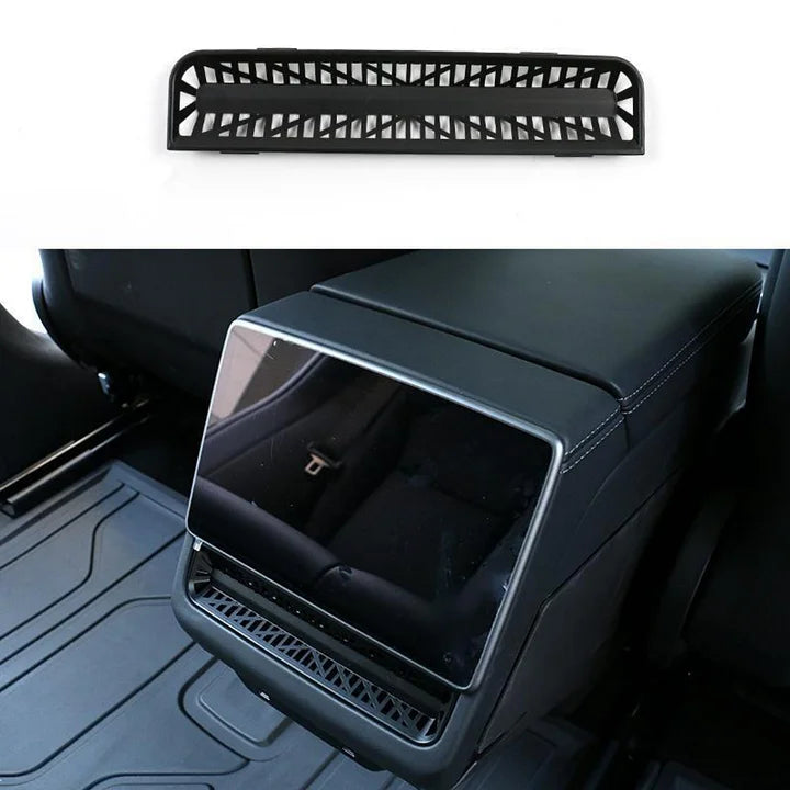 Tesla rear air vent debris protector with open airflow design
