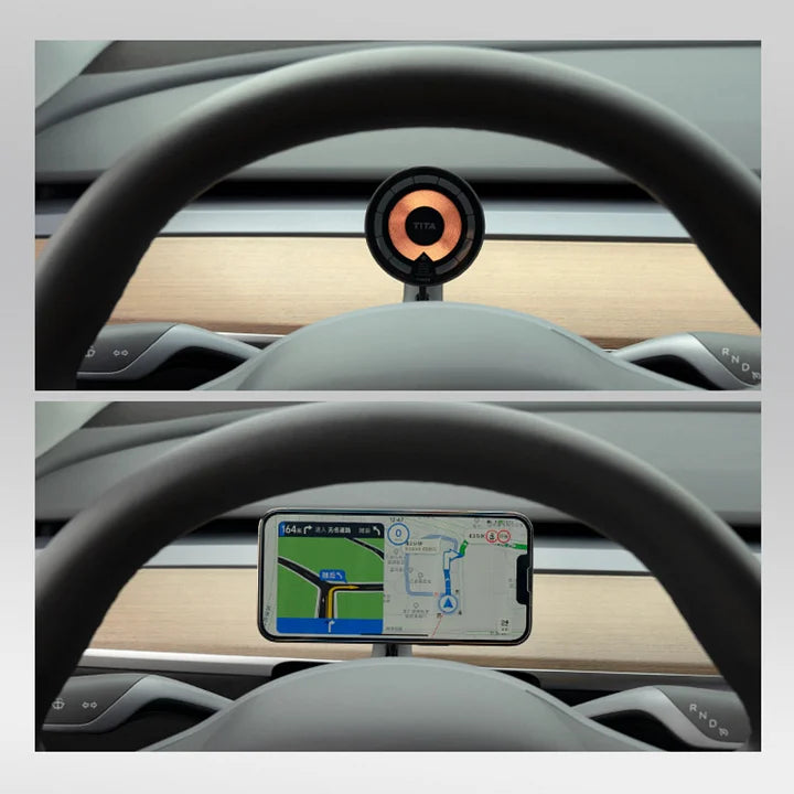 Tesla Model 3/Y Steering Wheel View with CUTIM Wireless Phone Mount
