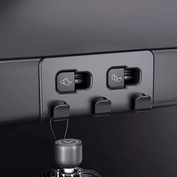 Detail view of Tesla trunk button hook