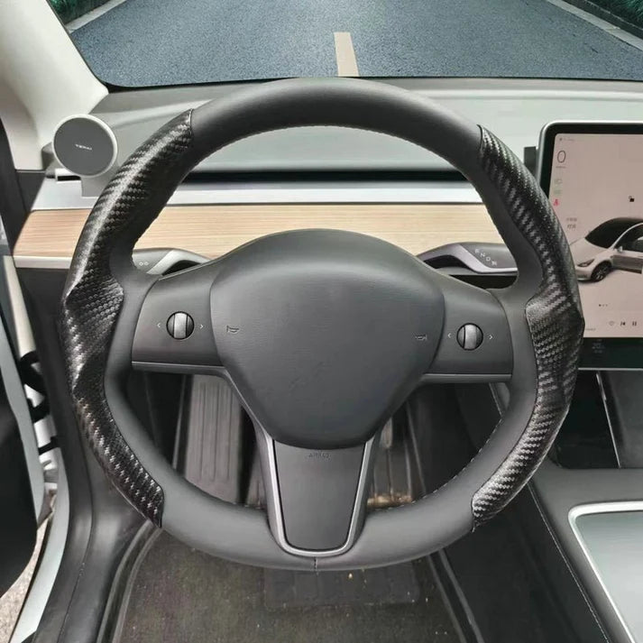 Ultra-thin Carbon Fiber Pattern Steering Wheel Cover for Tesla Model 3 / Y