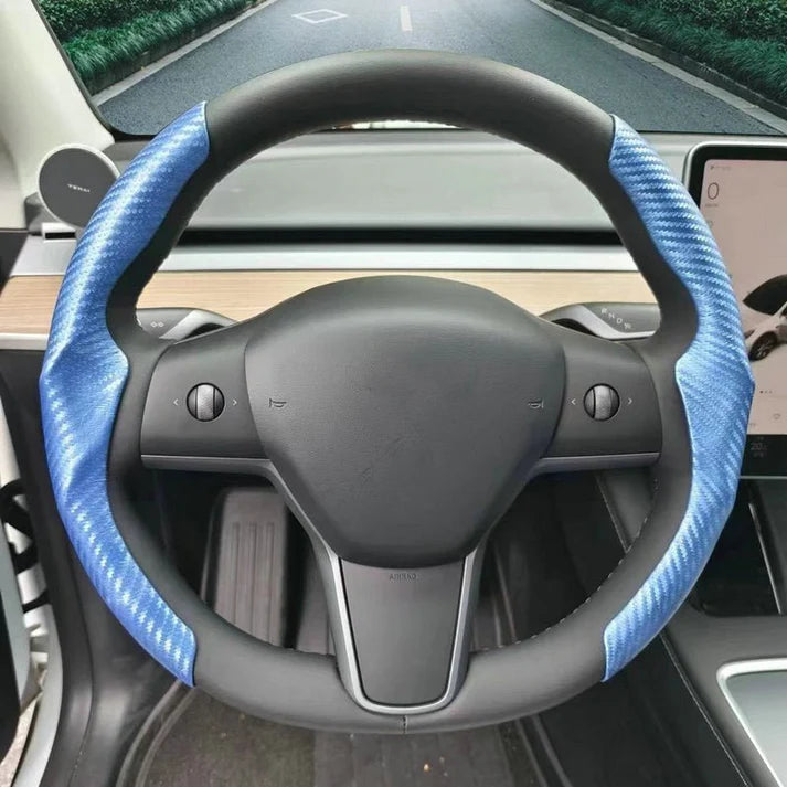 Ultra-thin Carbon Fiber Pattern Steering Wheel Cover for Tesla Model 3 / Y