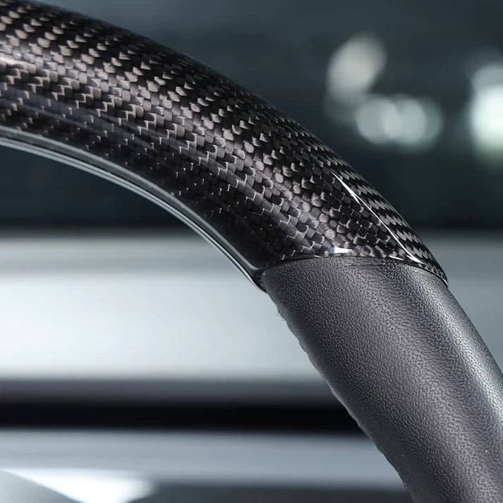 Upper / Lower Cover Steering Wheel Accessories for Tesla Model 3 / Y – Real Carbon Fiber
